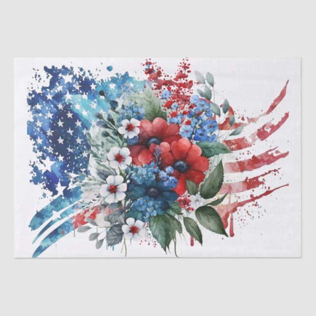 Patriotic Floral Tissue Paper (Front)