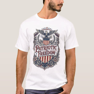 Patriotic Floral Vintage Vector Graphic Tee