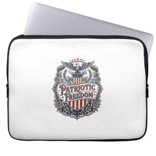 Patriotic Floral Vintage Vector Graphic Tee Laptop Sleeve