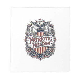 Patriotic Floral Vintage Vector Graphic Tee Notepad