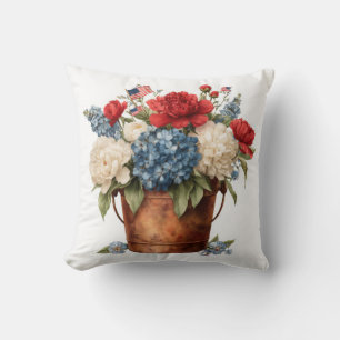 Patriotic Florals Throw Pillow