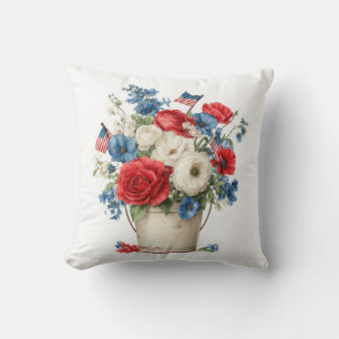 Patriotic Florals Throw Pillow