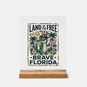 Patriotic Florida Alligator 4th of July Acrylic Sign
