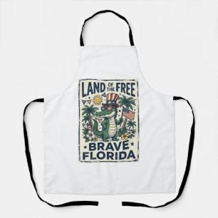 Patriotic Florida Alligator 4th of July Apron