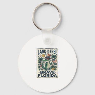 Patriotic Florida Alligator 4th of July Key Ring