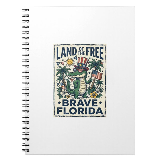Patriotic Florida Alligator 4th of July Notebook (Front)