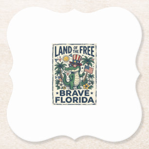Patriotic Florida Alligator 4th of July Paper Coaster