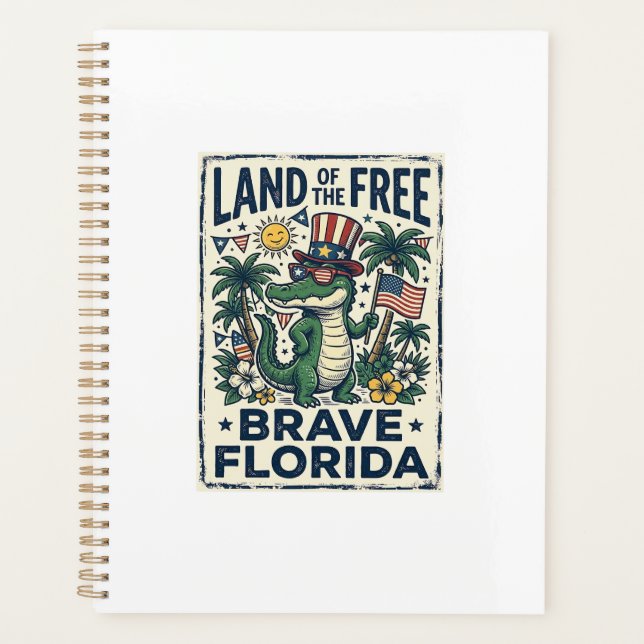Patriotic Florida Alligator 4th of July Planner (Front)