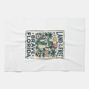 Patriotic Florida Alligator 4th of July Tea Towel