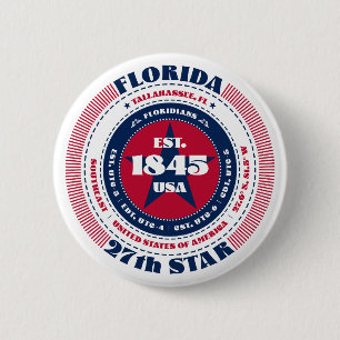 Patriotic Florida Circle with State Details 6 Cm Round Badge