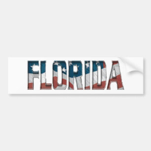 Patriotic Florida on American Flag Bumper Sticker