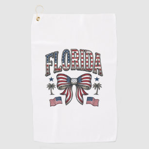 Patriotic Florida Vintage Bow Fourth of July Shirt Golf Towel