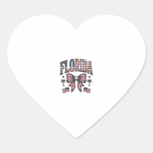 Patriotic Florida Vintage Bow Fourth of July Shirt Heart Sticker