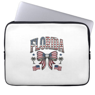 Patriotic Florida Vintage Bow Fourth of July Shirt Laptop Sleeve