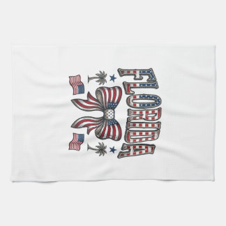 Patriotic Florida Vintage Bow Fourth of July Shirt Tea Towel