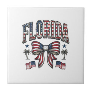 Patriotic Florida Vintage Bow Fourth of July Shirt Tile