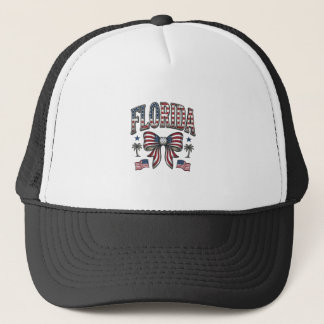 Patriotic Florida Vintage Bow Fourth of July Shirt Trucker Hat