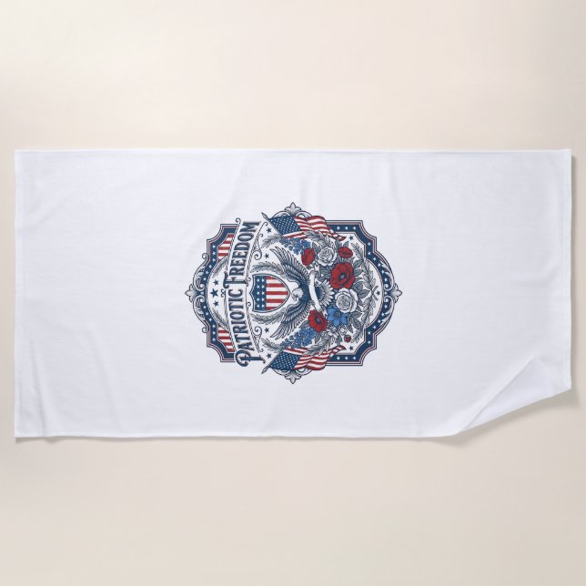 Patriotic Florist Vector Graphic Tee_1 Beach Towel (Front)