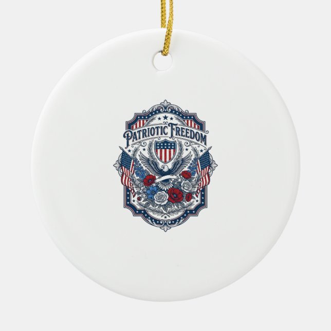 Patriotic Florist Vector Graphic Tee_1 Ceramic Tree Decoration (Front)