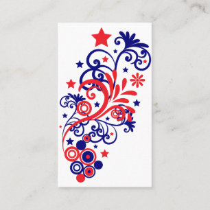 Patriotic Flourishes, Stars, and Swirls Calling Card