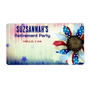 Patriotic Flower Retirement Paper Label Name Tags