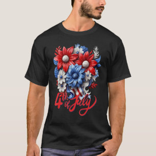 Patriotic Flowers in Red White & Blue 4th of July_ T-Shirt