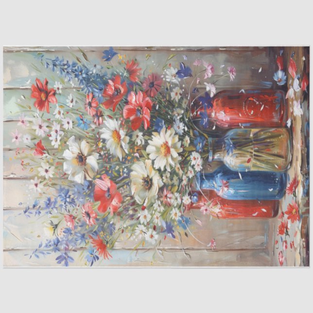 Patriotic Flowers Tissue Paper (Front)