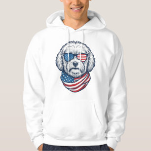 Patriotic Fluffy Dog Vector Illustration_1 Hoodie