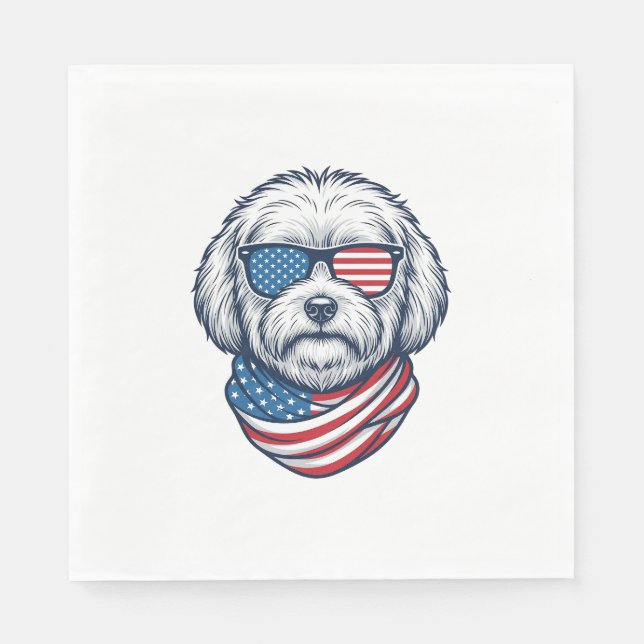 Patriotic Fluffy Dog Vector Illustration_1 Napkin (Front)