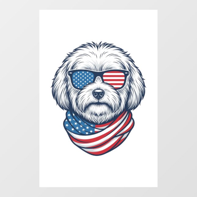 Patriotic Fluffy Dog Vector Illustration_1 Window Cling (Sheet)