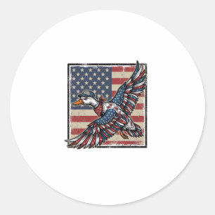 Patriotic Flying Duck Vintage Engraving Shirt Desi Classic Round Sticker
