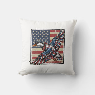 Patriotic Flying Duck Vintage Engraving Shirt Desi Cushion