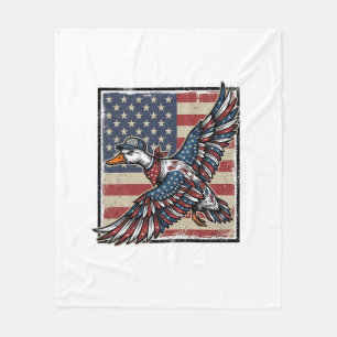 Patriotic Flying Duck Vintage Engraving Shirt Desi Fleece Blanket
