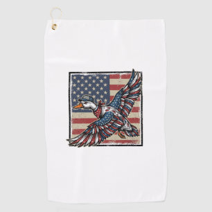 Patriotic Flying Duck Vintage Engraving Shirt Desi Golf Towel