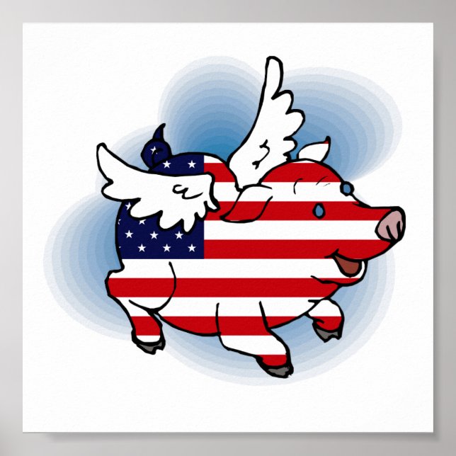 Patriotic Flying Pig(s) Poster (Front)