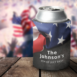 Patriotic Folded American Flag Personalised Can Cooler