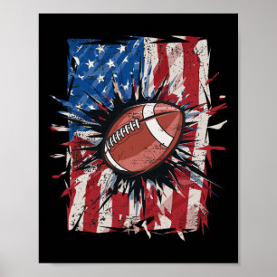 Patriotic Football 4th Of July Men Usa American Fl Poster