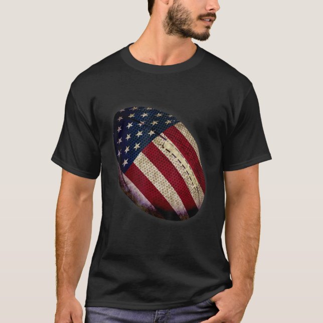 Patriotic Football 4th of July Men USA American Fl T-Shirt (Front)