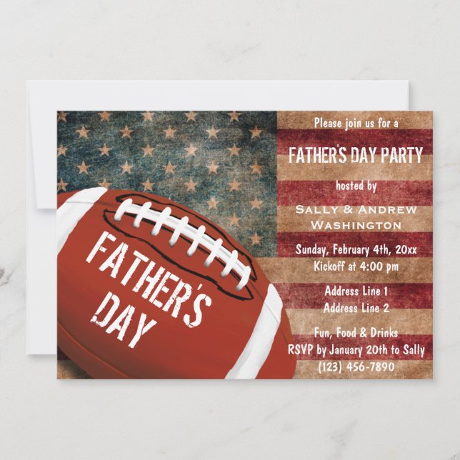 Patriotic Football Father's Day Party Invitation (Front)