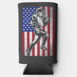 Patriotic Football Lover 4th of July American Flag Seltzer Can Cooler
