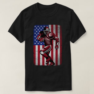 Patriotic Football Lover 4th of July American Flag T-Shirt