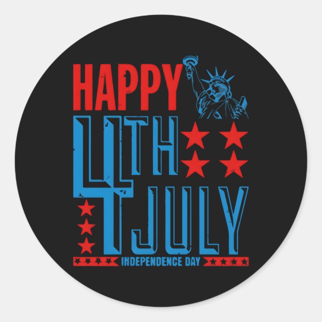 Patriotic For 4Th Of July Usa Classic Round Sticker (Front)