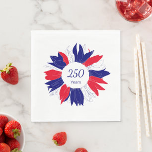 Patriotic Fourth of July 250 Years Bbq Floral  Napkin
