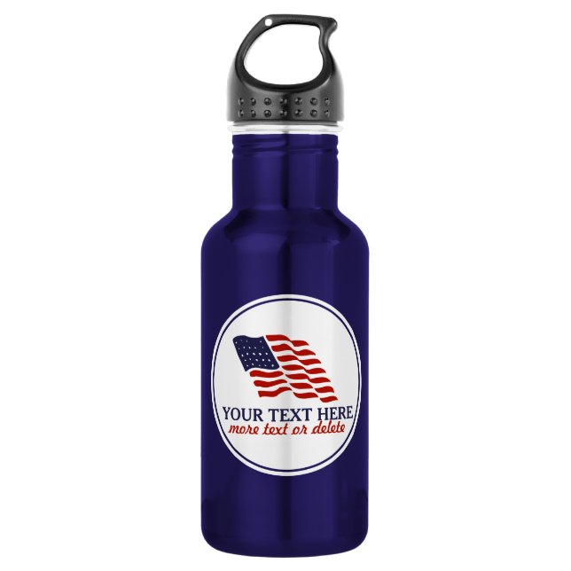 Patriotic Fourth of July American USA Flag Custom 532 Ml Water Bottle (Front)