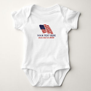 Patriotic Fourth of July American USA Flag Custom Baby Bodysuit