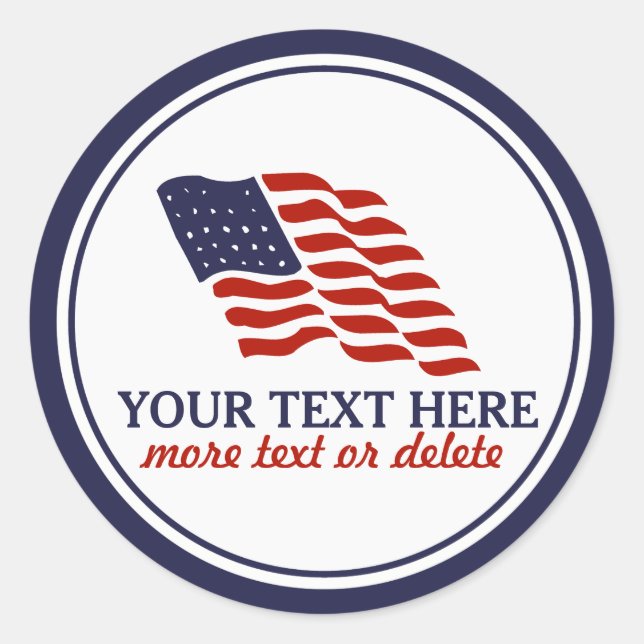 Patriotic Fourth of July American USA Flag Custom Classic Round Sticker (Front)