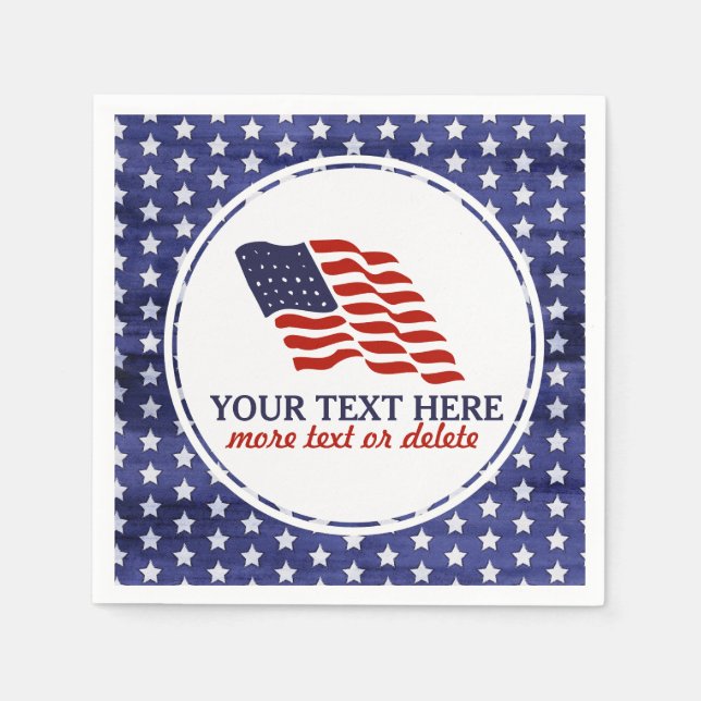 Patriotic Fourth of July American USA Flag Custom Napkin (Front)