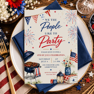 Patriotic Fourth of July BBQ Party Invitation