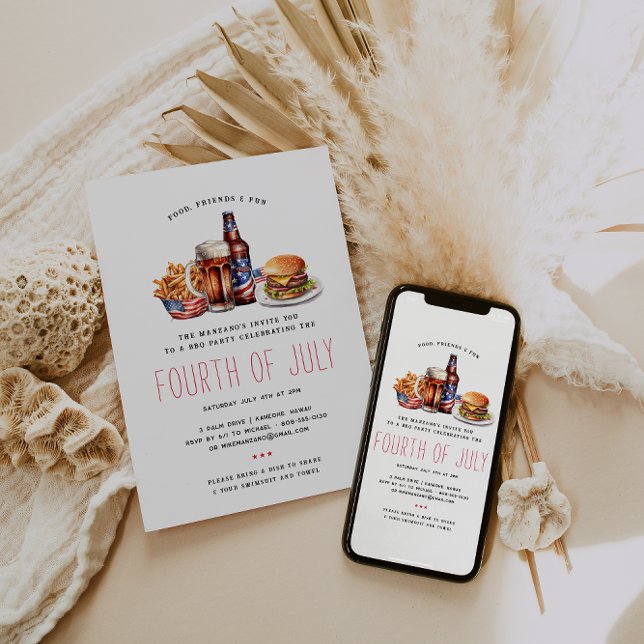 Patriotic Fourth of July BBQ Party Invitation (Creator Uploaded)