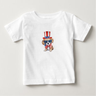 patriotic Fourth of July dog puppy Baby T-Shirt